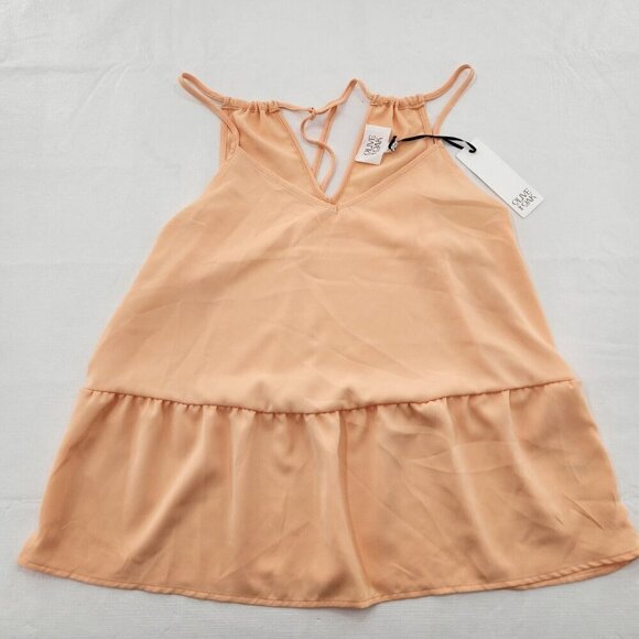 Olive & Oak Womens Size Large Halter Peplum Cami Peach Orange Sleeveless Tank - Picture 1 of 6